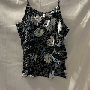 Floral Black and Blue Peek A Boo Women's Blouse